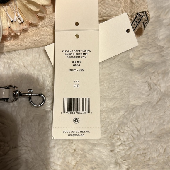 NWT Tory Burch Fleming soft floral embellished mini crescent bag - Picture 2 of 8